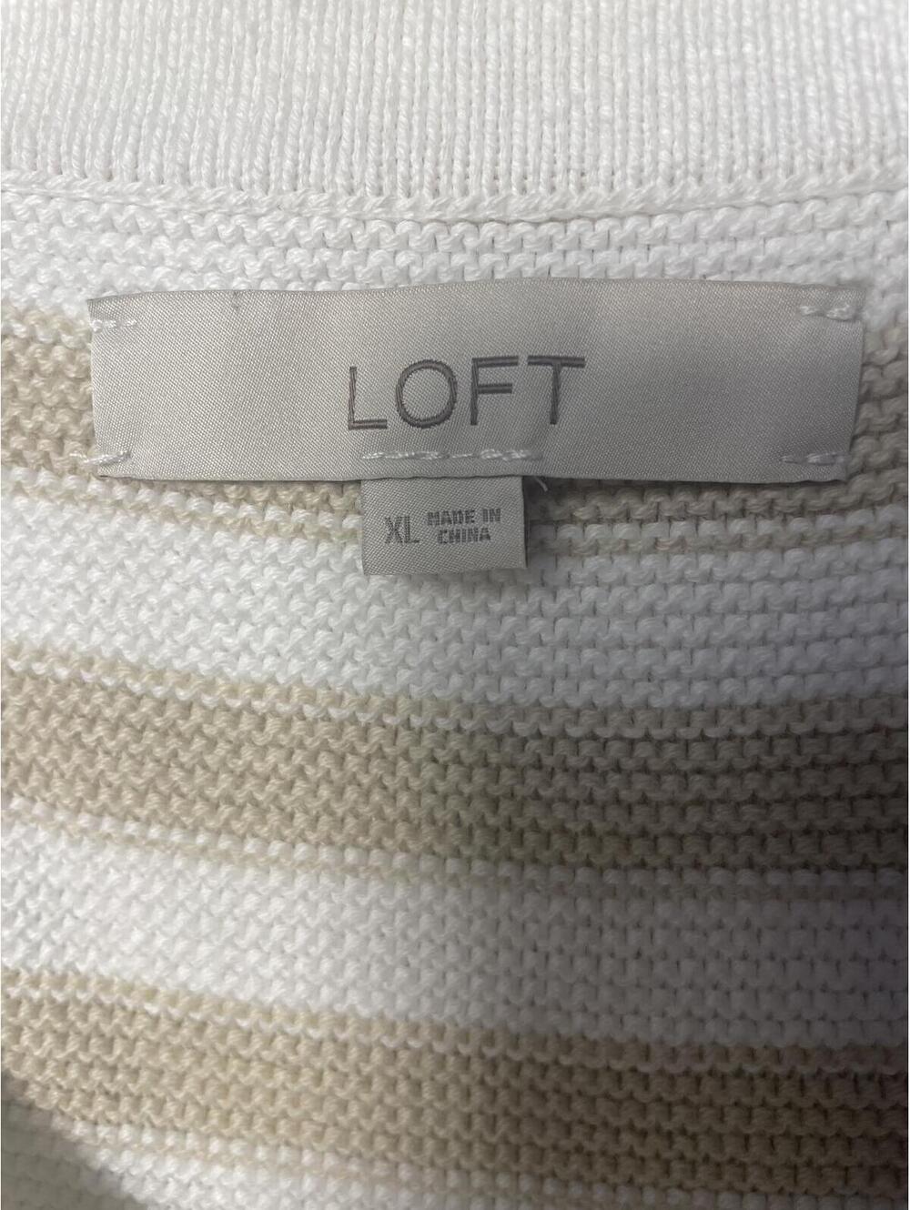 LOFT Striped Button Detail Knit Tank Top Vest Women's Size XL Everyday Casual - Picture 2 of 5